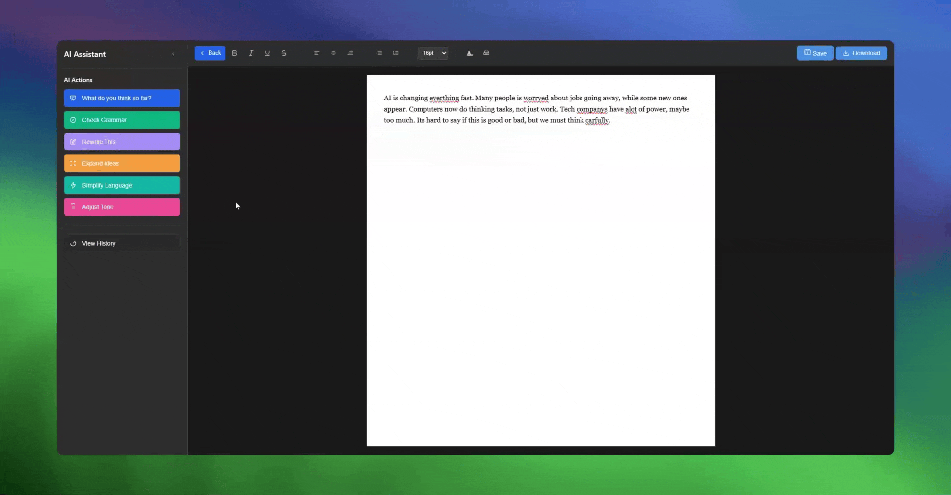 Grammar Fixes Interface