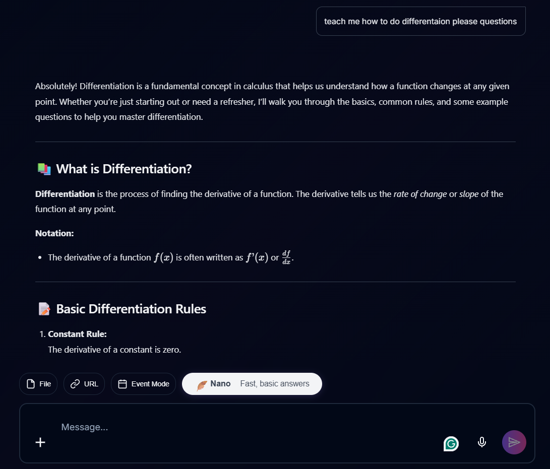 AI chat interface for student productivity